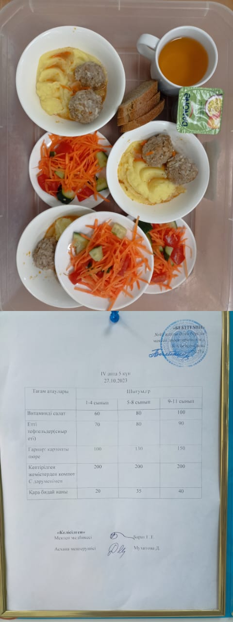 1күндік ас мәзірі IV апта 5 күн
