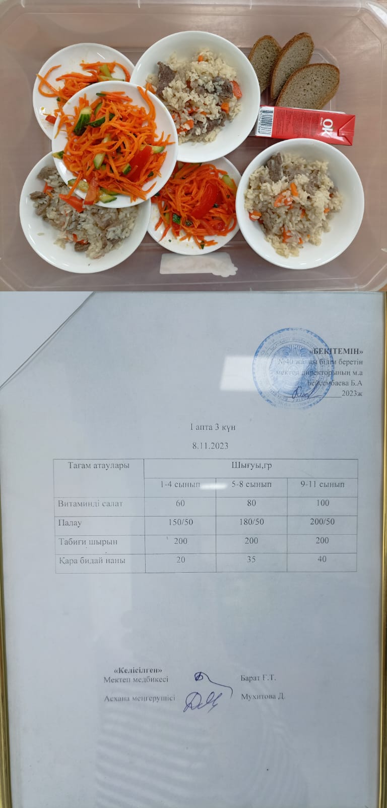 1 күндік ас мәзірі I апта 3күн